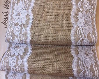 Rustic-Burlap & Lace Runner