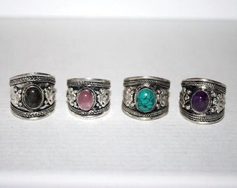 Turquoise ring, Labradorite Ring, Amethyst Ring, Rose quartz Ring, Boho Ring, Silver Ring, Tribal Ring, Gypsy Ring, Turquoise Jewelry AR4