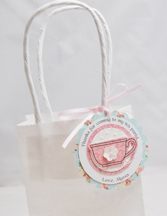 Blue Floral Thank You Favor Tags- Set of 12- Girl 1st Birthday-Tea Party Il_570xn