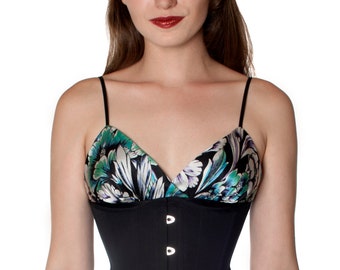 Cotton underbust corset- black corsets handmade custom corsetry waspie corsets washable cotton coutil tightlace tightlacing waist cincher