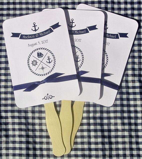 Nautical Wedding Fan | Nautical Wedding | Wedding Fans | Beach Wedding Fans | Nautical Favor Fans | Nautical Wedding Favors | Il_570xn