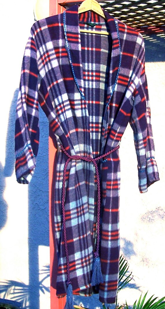 Vintage BEACON BLANKET ROBE Plaid Thick Pile