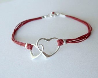 Heart Bracelet sterling love anniversary bracelet red birthday graduation friendship bracelet graduation mothers day