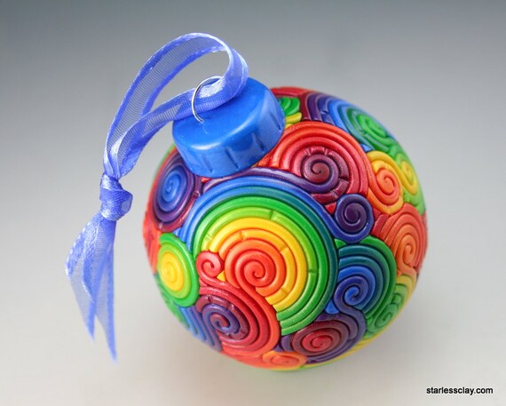 rainbow christmas tree ornament in polymer clay filigree rainbow christmas tree ornament in polymer clay filigree