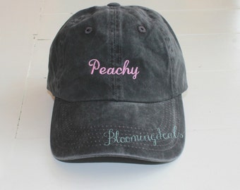 Peachy Baseball Cap Personalized Black Hat Low Profile Pigment Dyed Unconstructed