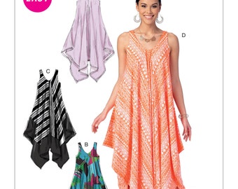Summer Dress - Beach Cover-Up - Handkerchief-Hem McCalls M7402 Pollover Dress -Easy Sewing Pattern - US Sizes: XS - S - M or L - XL- Xxl