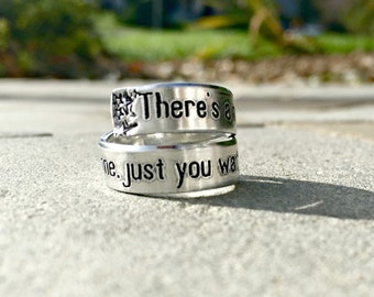 Just You Wait Ring, Alexander Hamilton Inspired Ring, Hand Stamped Twist Wrap Ring, Graduation Gift, Quote Ring, Music Lovers Gift, Graduate
