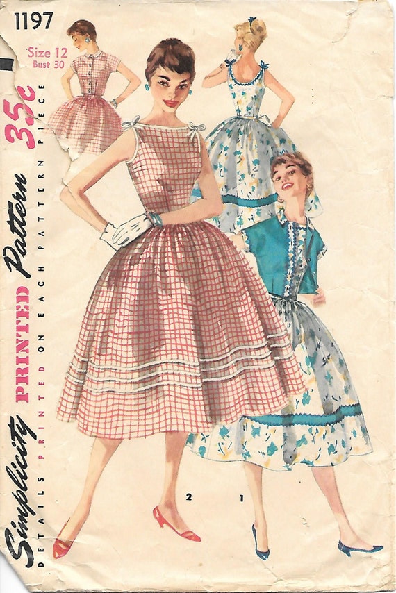 Items similar to Simplicity 1197 1950s Sundress with Full Skirt and ...