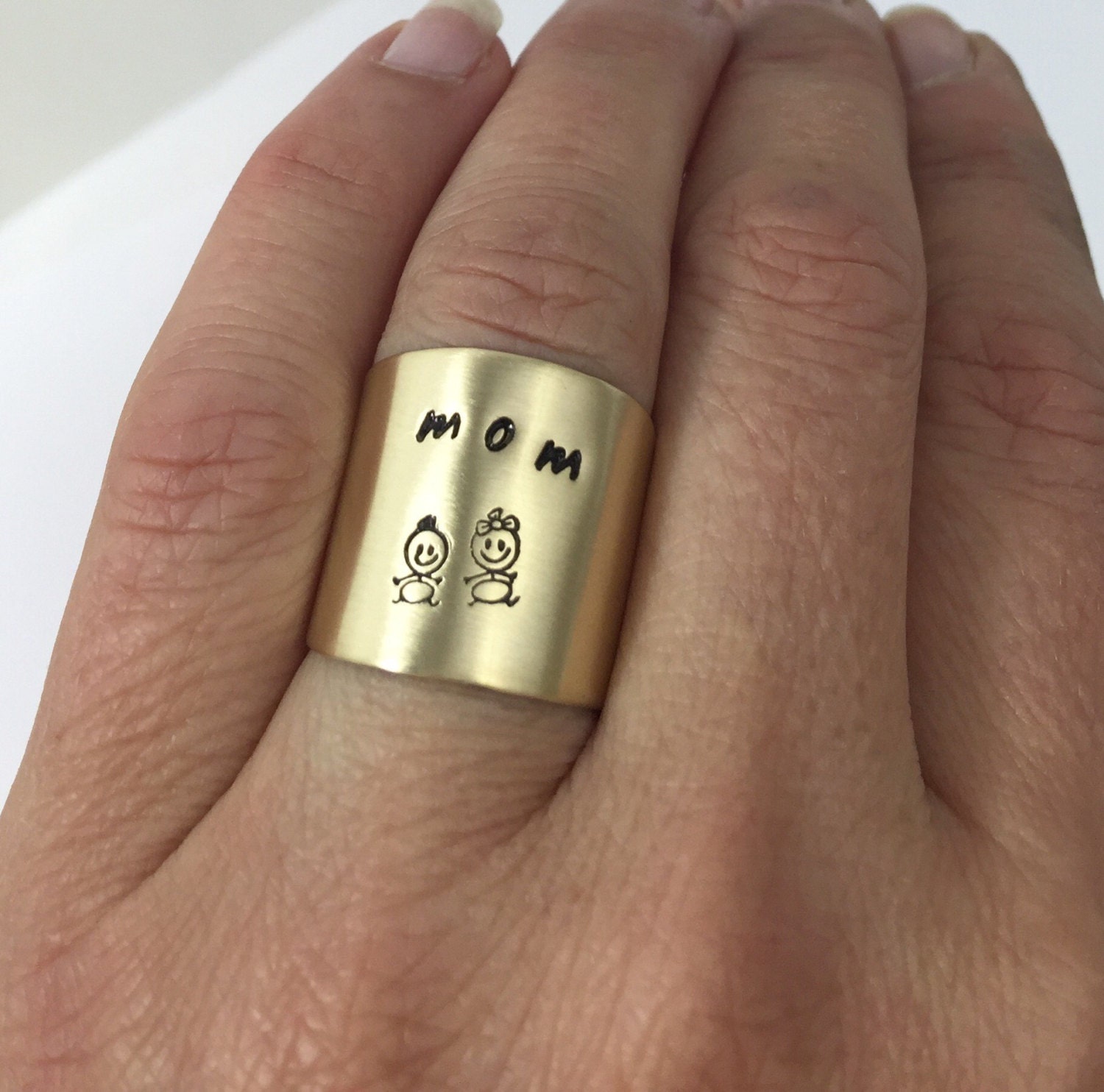 Cuff Ring Mothers Ring Gift For Mom New Baby Wide Band