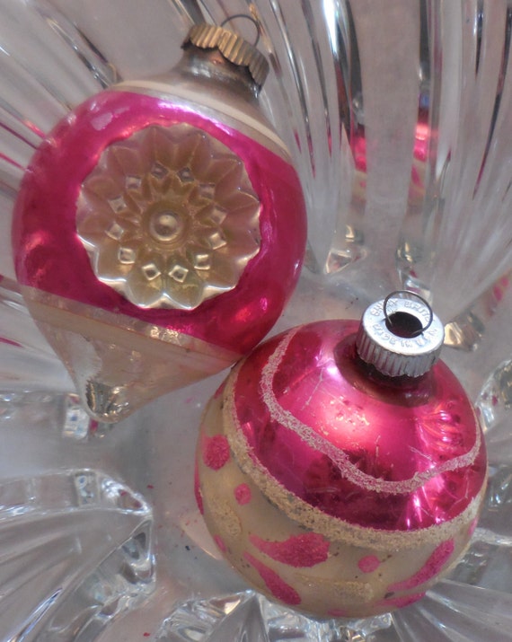2 shiny brite and hot pink mercury glass christmas ornaments 2 shiny brite and hot pink mercury glass christmas ornaments