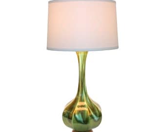 Mid-Century Modern Pottery Lamp Green Ombre Glaze REFURBISHED