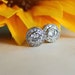 CZ crystal halo Earrings, white Stone earrings, art deco studs, halo stud earrings