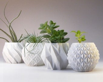 modern planter variety pack succulent pot plant pot gift set of 4 small 3d printed planters