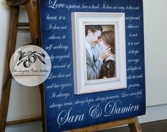 LOVE IS PATIENT Love is Kind, Wedding Frame, Wedding Gift, Anniversary Gift, First Anniversary, Wedding Shower Gift, 16x16 The Sugared Plums