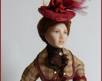 Bertille, a porcelain doll for your dollhouse