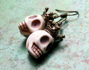 Day of the Dead Earrings Dia de los Muertos Zombie King Crown