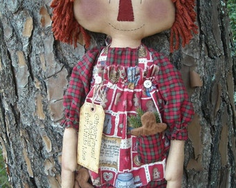 Primitive Raggedy Annie E Pattern Instant Download