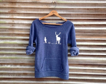 just grazing Deer Sweatshirt, Deer Sweater, Elk Sweater, Cozy Sweater, S,M,L,XL