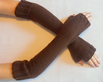 Arm Warmers/Fingerless Gloves/Mitts in Chocolate Brown