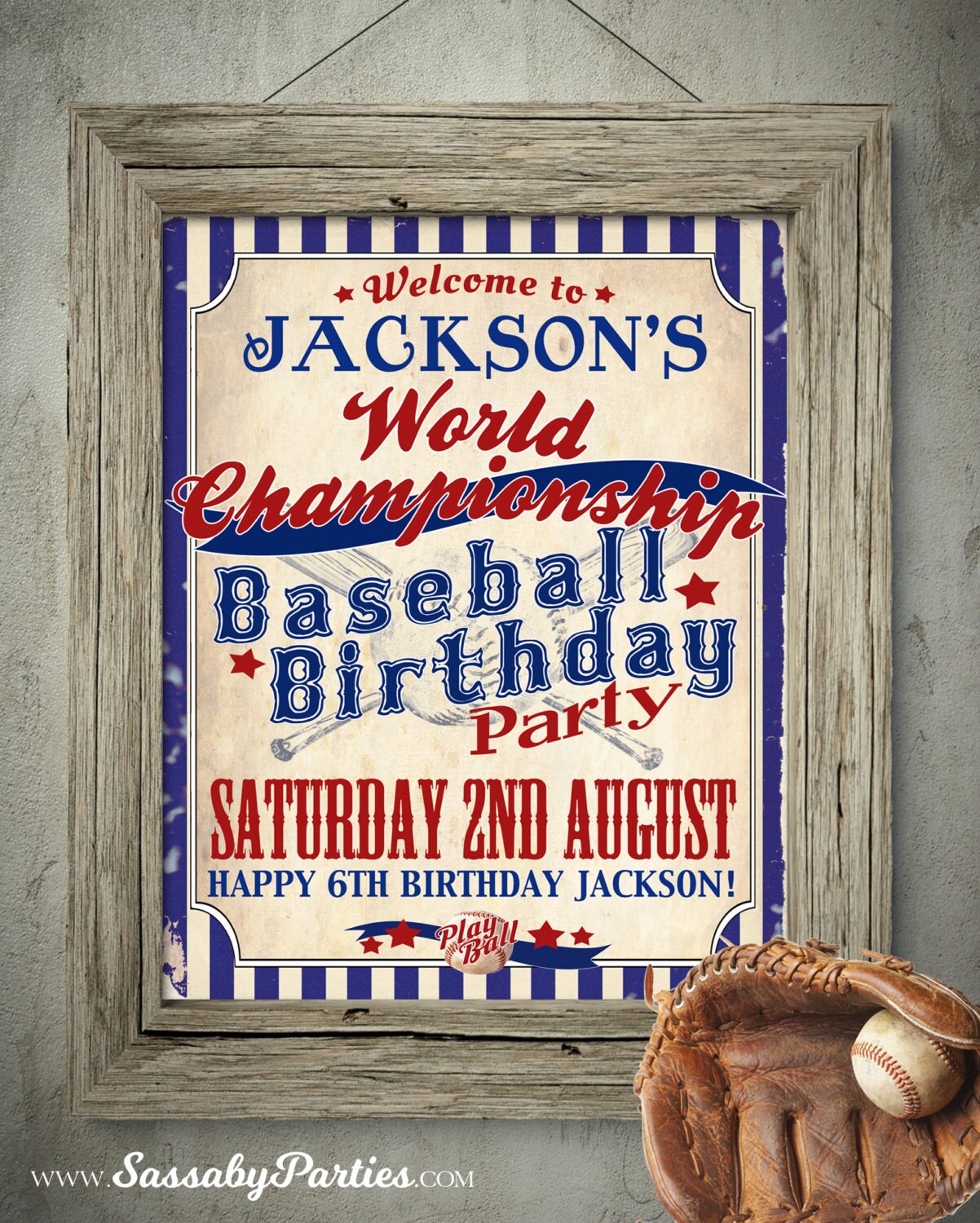 Vintage Baseball Party Sign INSTANT DOWNLOAD DIY Editable