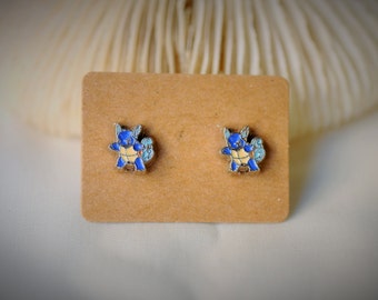 POKEMON's WARTORTLE with Stainless Steel Stud Earrring ~ 8 mm- Unisex / Casual / Cutie