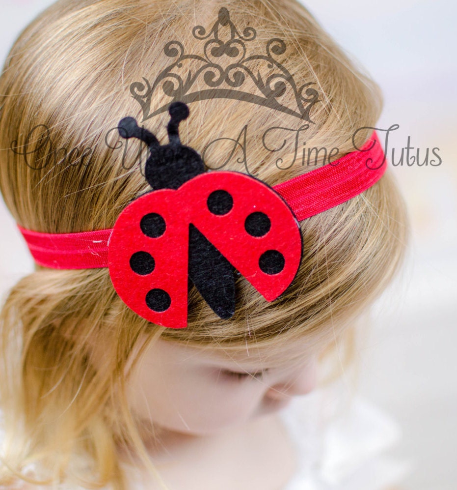 Red Black Ladybug Headband Photo Prop Newborn Baby Hairbow