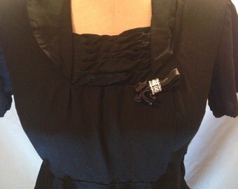 Vintage Black See Thru Short Sleeve Dress d21