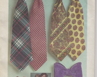 1972 Necktie and Bow Tie Pattern | Vintage Sewing Pattern | Simplicity 5234 | Men's Ties | Women's Ties | Reversible Tie Pattern | 70s 1970s