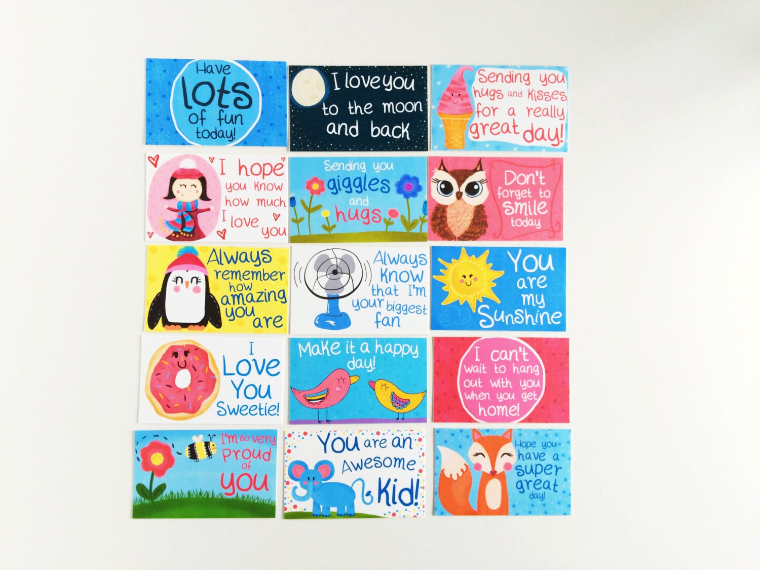 Lunchbox Notes for Kids Set of 15 Cards Encouragement