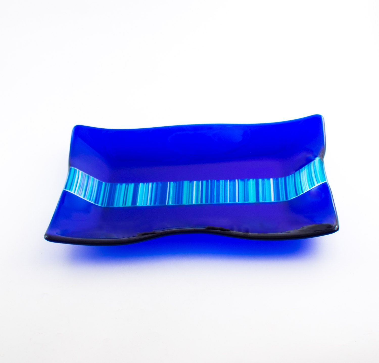 Cobalt Blue Glass Serving Tray Fused Glass Platter Serving