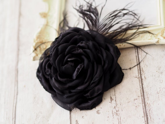 Black Hair Accessory, Black Wedding Accessory, Black Hair Clip, Black Hair Flower, Black Headpiece, Black Fascinator