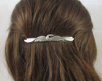 SWAN BARRETTE- Silver Barrette- slide barrette- Swan Hair Accessory- Barrettes and Clips