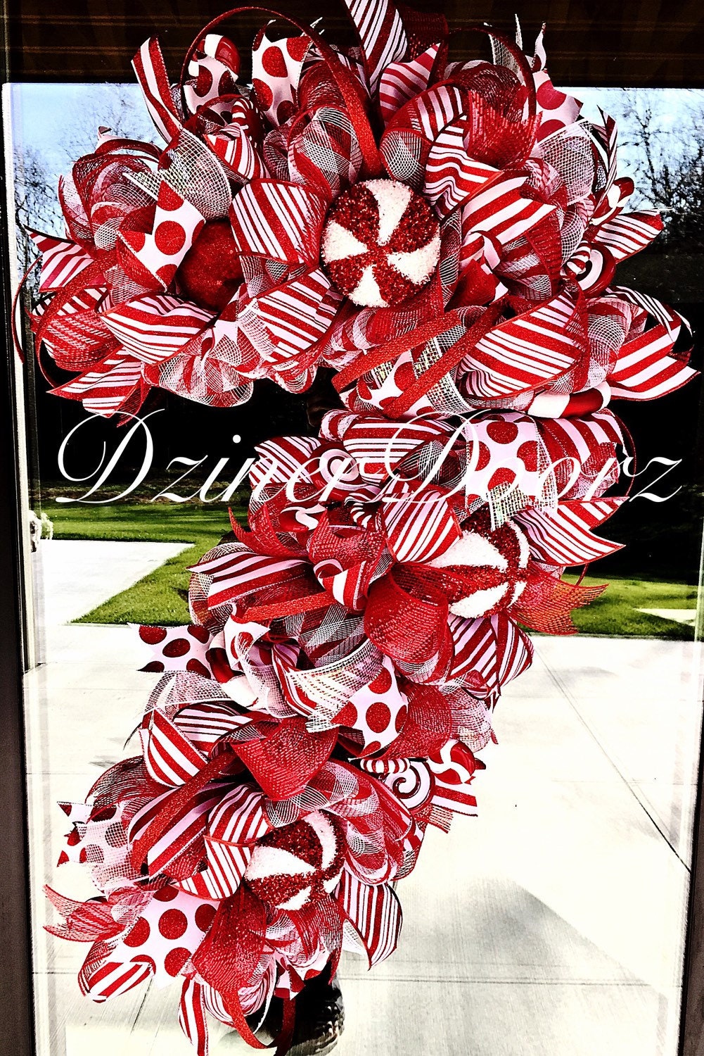 Whimsical Candy Cane Deco Mesh Wreath By DzinerDoorz On Etsy