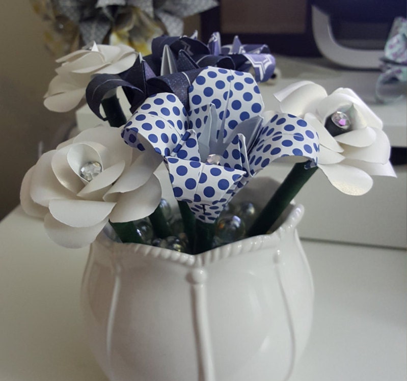 Paper Flower Pen Bouquet Origami Flower Bouquet Pens for