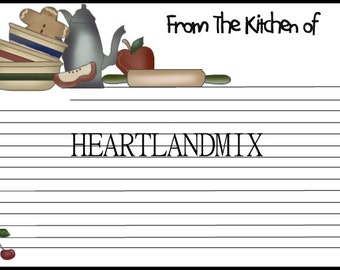 Printable Recipe Card Download Primitive Farmhouse, Bridal Shower, Rustic Recipe Cards