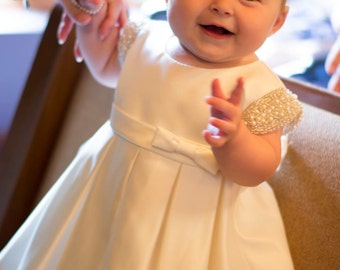 Baby Girl Christening Dress Baby Baptism Dress White baby dress white baptism dress toddler ivory baby baptism dress satin baptism dress
