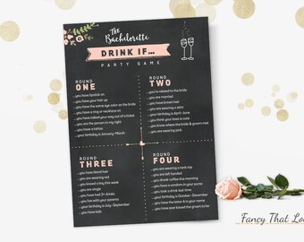 INSTANT DOWNLOAD -Bachelorette Party or Drink If Game - Bachelorette Party Game
