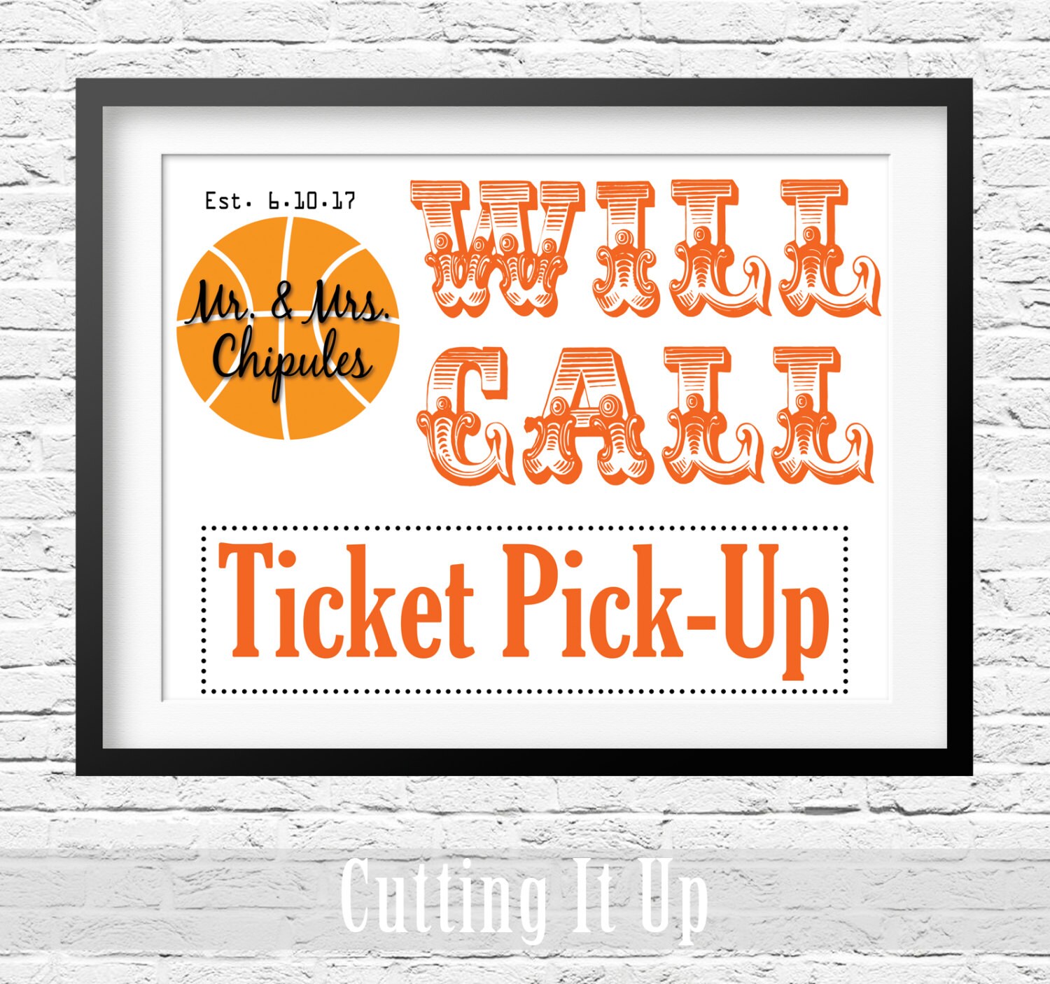 Basketball Wedding Will Call Sign Escort Ticket Sign Place
