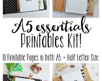 50% OFF A5 Printable Planner, Printable Inserts, Meal Planning, Cleaning, Budgeting, & Fitness Inserts! 81+Pages!!
