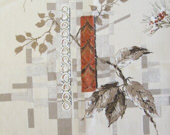 2 Yards Vintage Barkcloth Fabric - Large Panel Print - Acetate Barkcloth Drapery Fabric Drapery Panel Mid Century Modern Neutral Home Decor