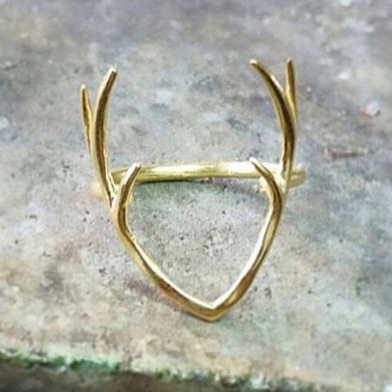 Antler Ring Fashionable Antler Ring Gold by ChillsJewellery