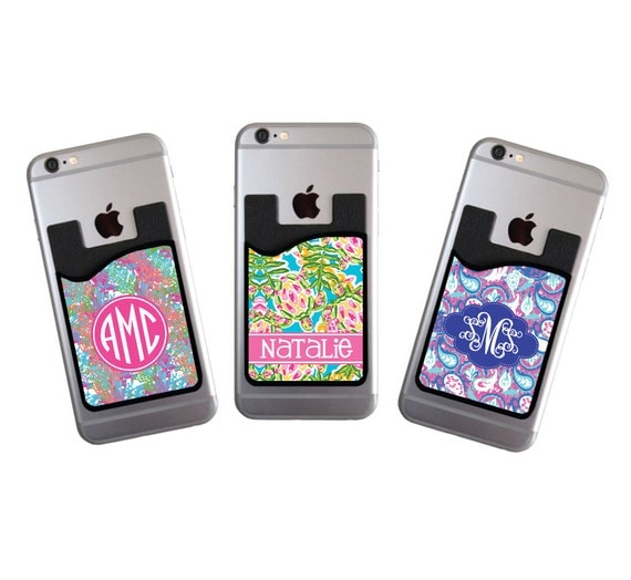 Monogrammed Personalized Cell Phone Card Caddy Phone Wallet