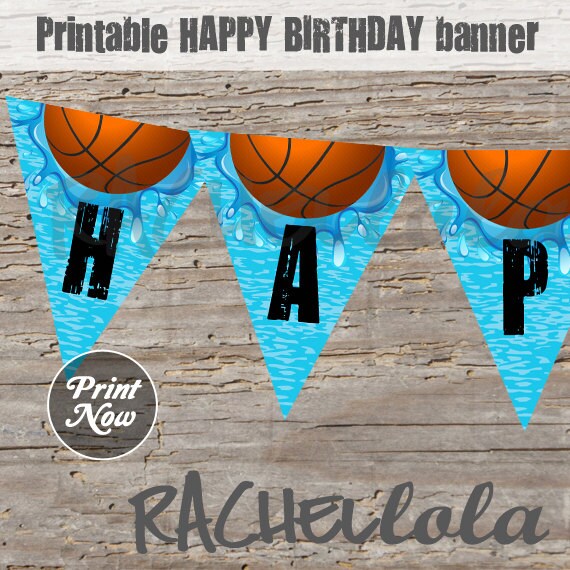 Basketball Pool Party Banner Instant Download