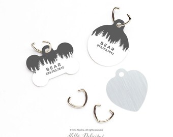 Pet ID Tag, Custom Pet Tag, Personalized Dog Tag, Forest Pet Tag, Dog ID Tag, Forest Pet Tag, Puppy Tag, Dog Pet Tag U98