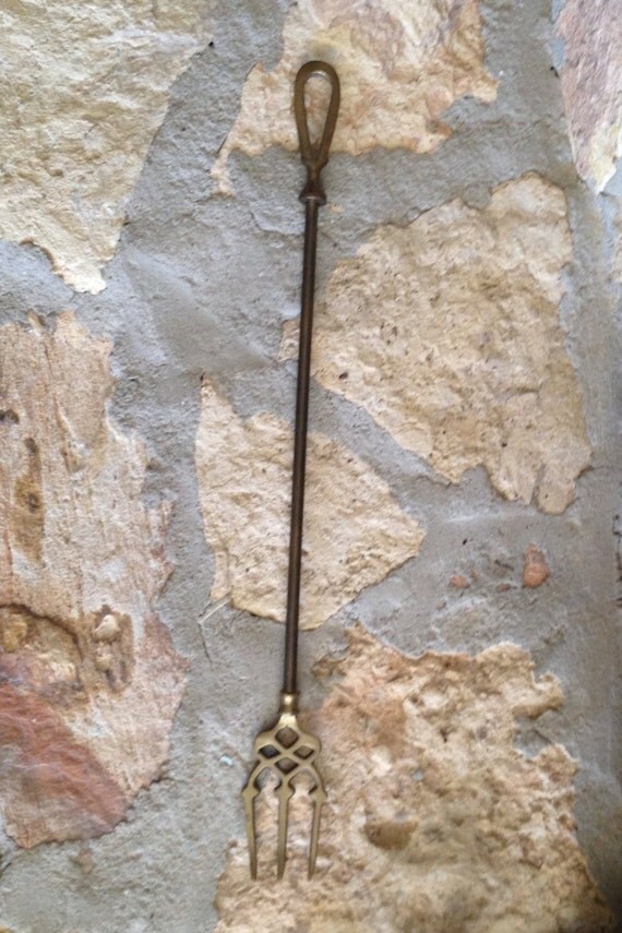 English Antique Brass Fire Fork/Toasting Fork