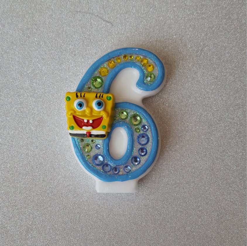 Spongebob ombre birthday candle keepsake by GlitterWishesbyKara