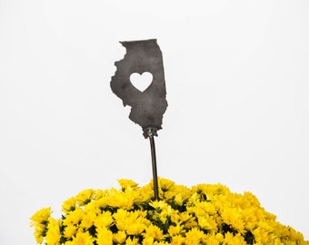 SALE Illinois IL State Heart Garden Art Stake Yard Lawn Gift For Him Her Thanksgiving Christmas SALE Illinois IL State Heart Garden Art Stake Yard Lawn Gift For Him Her Thanksgiving Christmas