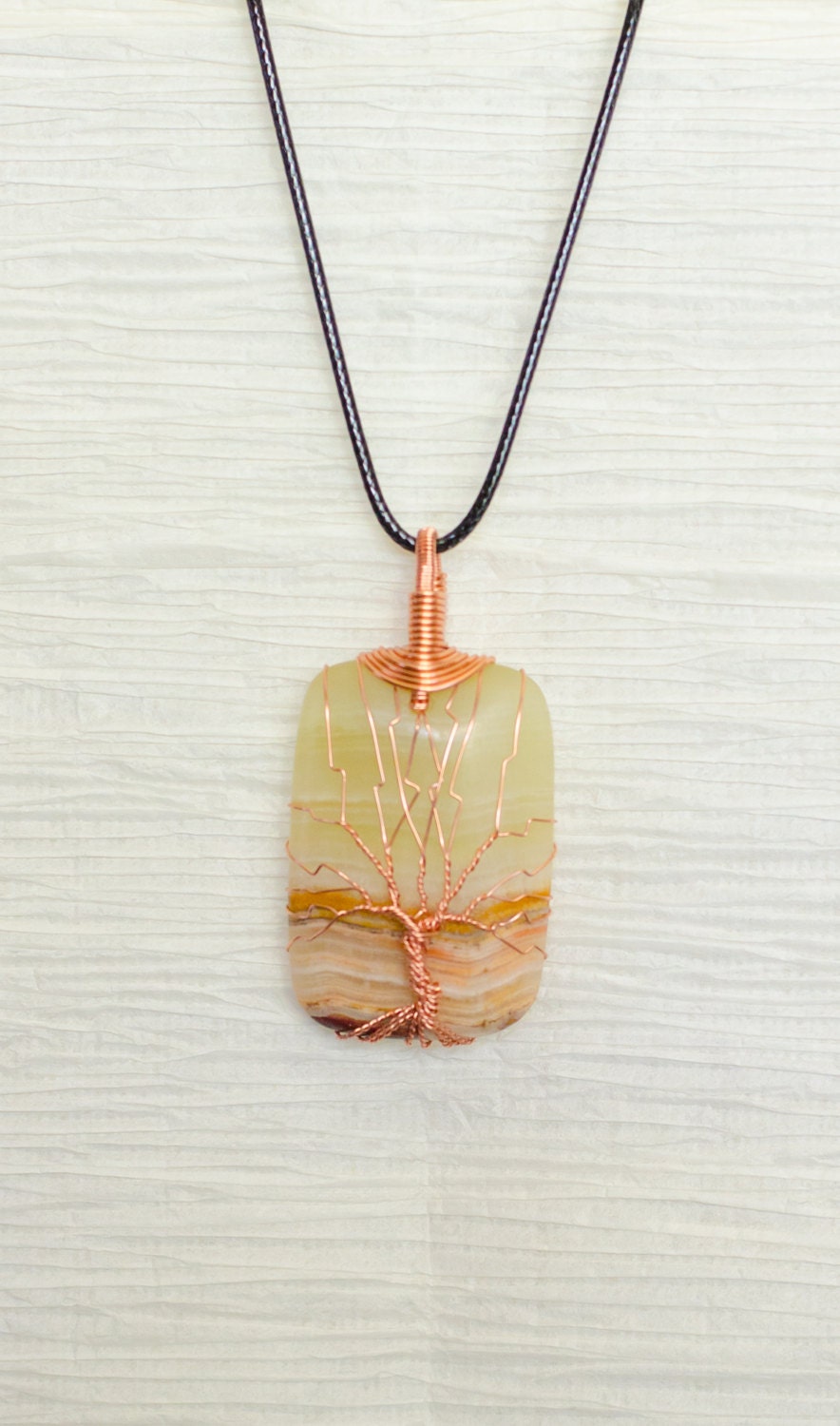 Copper Wire Wrapped Tree of Life wire wrapped Italian Onyx
