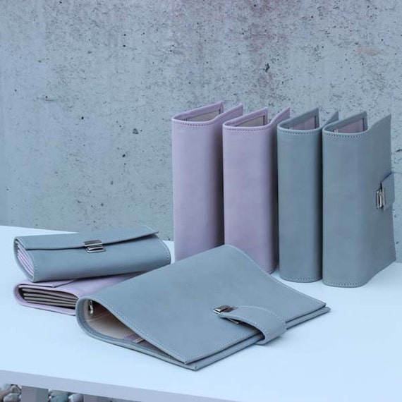 leather planner grey A5 leather binder A5 planner A5