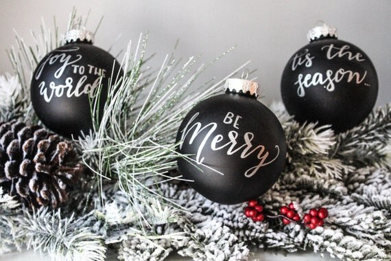 Customizable, Chalkboard, Christmas Globe Ornaments, Calligraphy